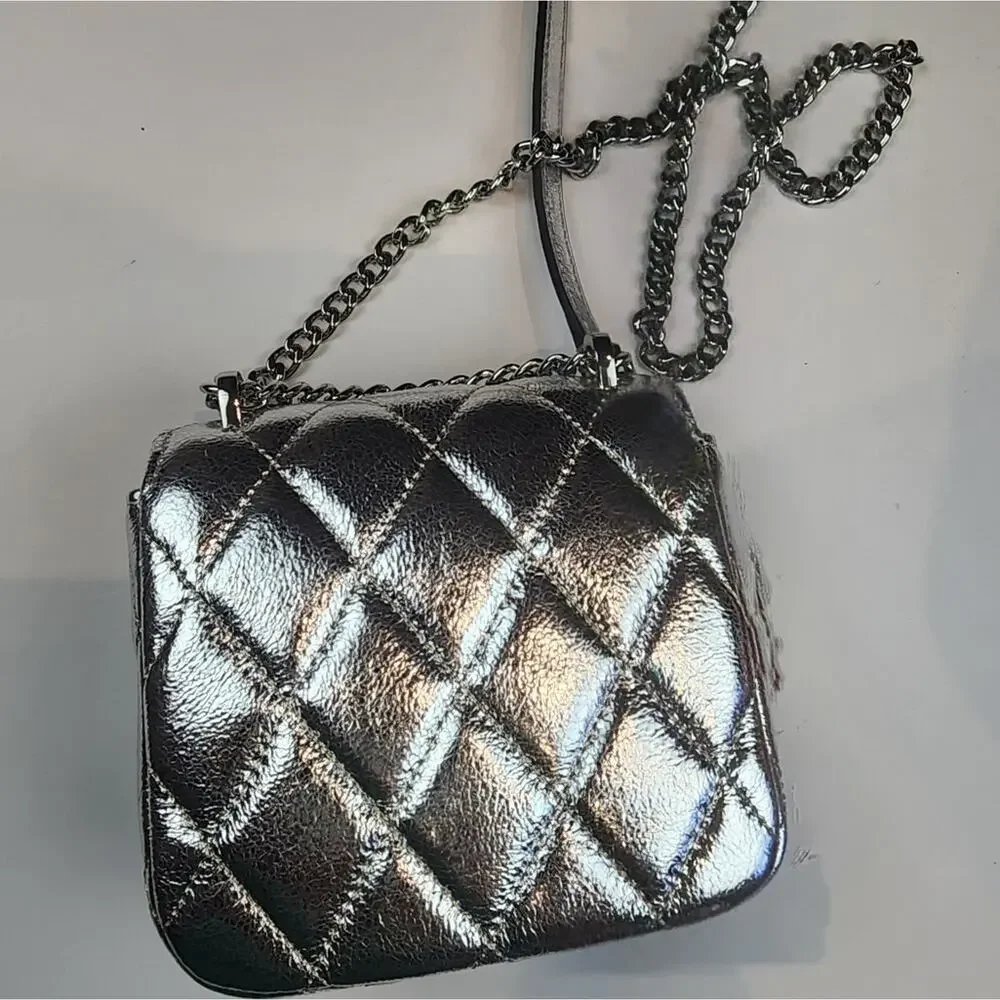 Kate Spade New Silver Crossbody Bag Lunar Light  Micro Purse Concerts Bag‎